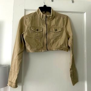 SO Stretch Khaki Crop Jacket Girls Size Medium M